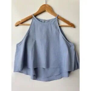 Zara‎ Basic Striped Halter Top Sleeveless Layered Blue White Size S